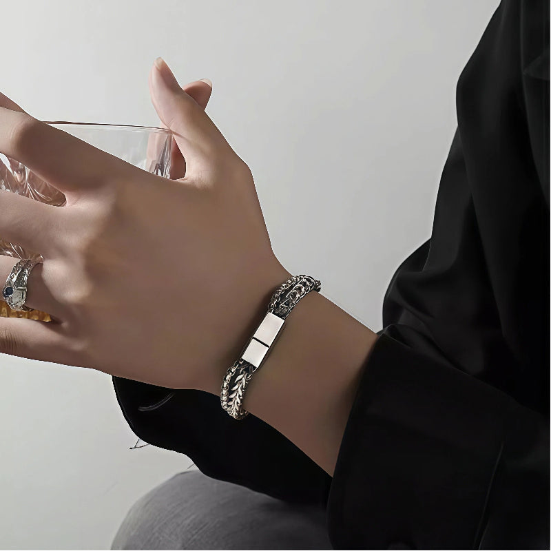 DOUBLE LAYER STEEL BRACELET(SERB-117)