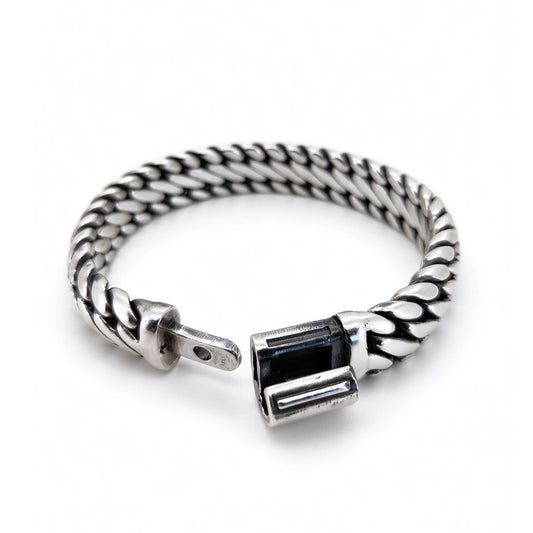 HANDCRAFTED PURE SILVER CUBAN CHAIN BRACELET(SERB-130)