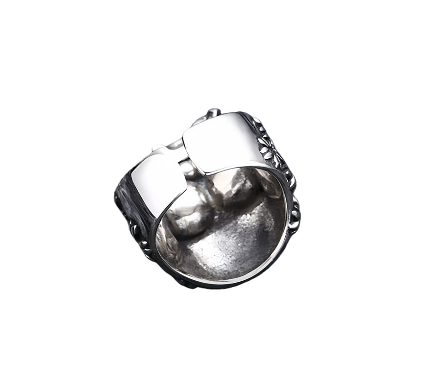 FLORAL SKULL STERLING SILVER RING(SERR-113)