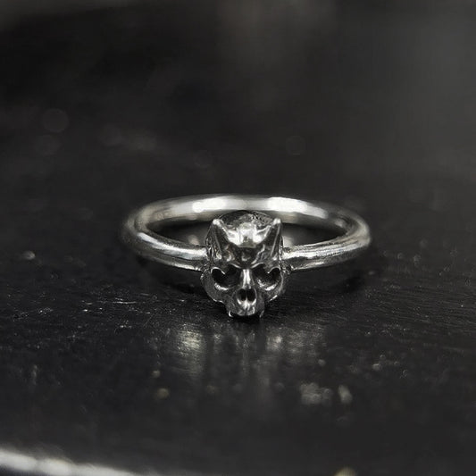 SMALL SKULL STERLING SILVER RING(SERR-260)
