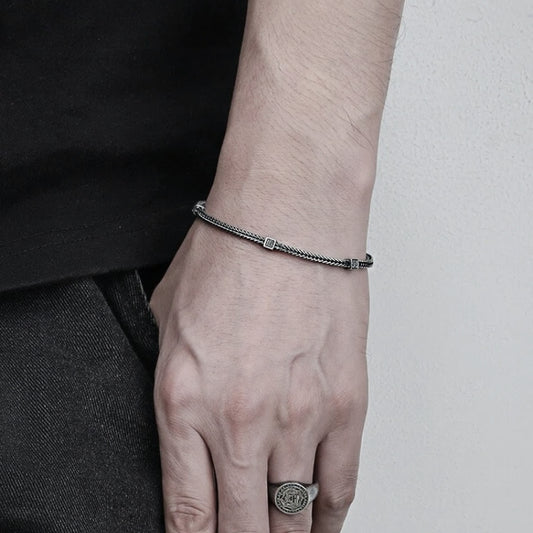 CORD STERLING SILVER BRACELET(SERB-115)