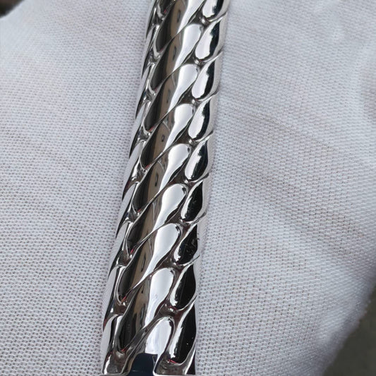 HANDCRAFTED PURE SILVER CUBAN CHAIN BRACELET(SERB-116)