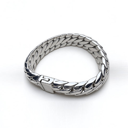 HANDCRAFTED PURE SILVER CUBAN CHAIN BRACELET(SERB-116)