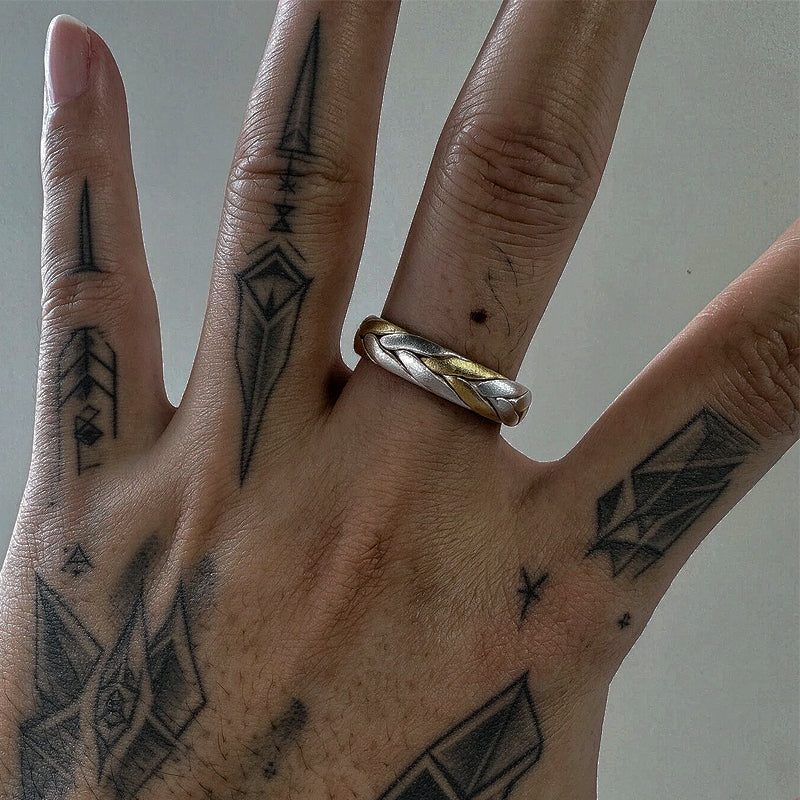 WEAVE GOLD SILVER RING(SERR-218)