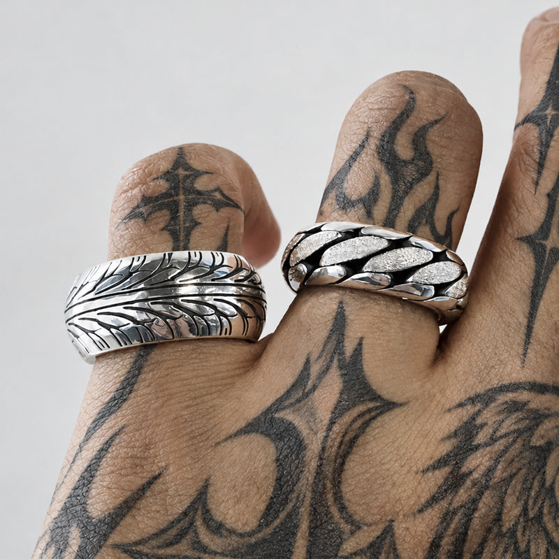HANDCRAFTED PURE SILVER TIRE RING(SERR-222)