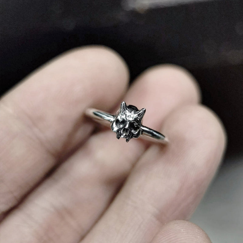 SMALL SKULL STERLING SILVER RING(SERR-260)