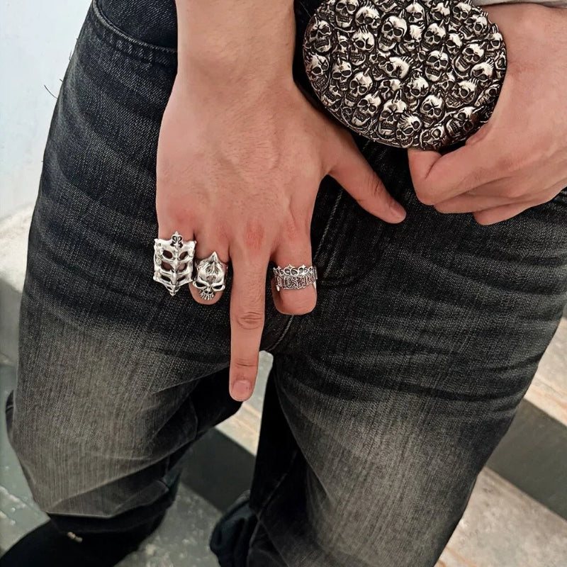 MOHICAN SKULL PURE SILVER RING(SERR-266)