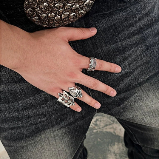 MOHICAN SKULL PURE SILVER RING(SERR-266)