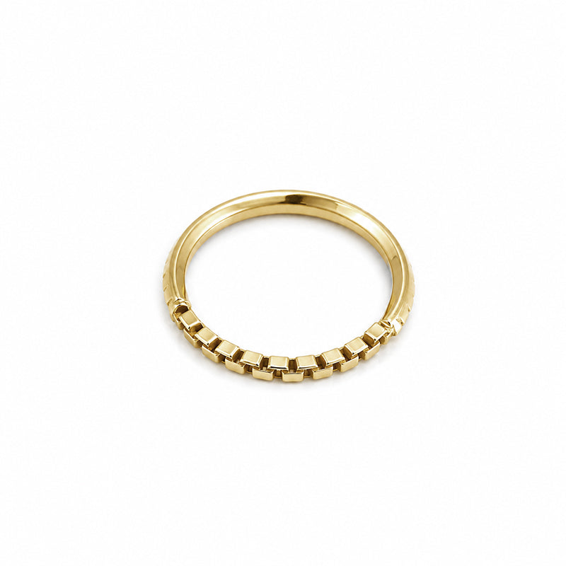 18K GOLD PLATED STEEL BOX CHAIN RING(SERR-288)